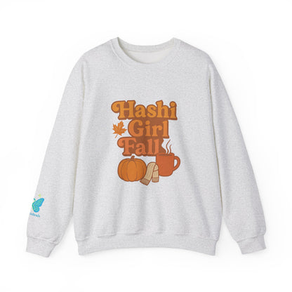 Hashi-girl Fall Crewneck Sweatshirt - Chronic Illness fun; Laugh or cry-I choose laugh! 50/50 cotton-polyester fabric, combining softness with lasting durability. Unisex Heavy Blend™ Crewneck Sweatshirt