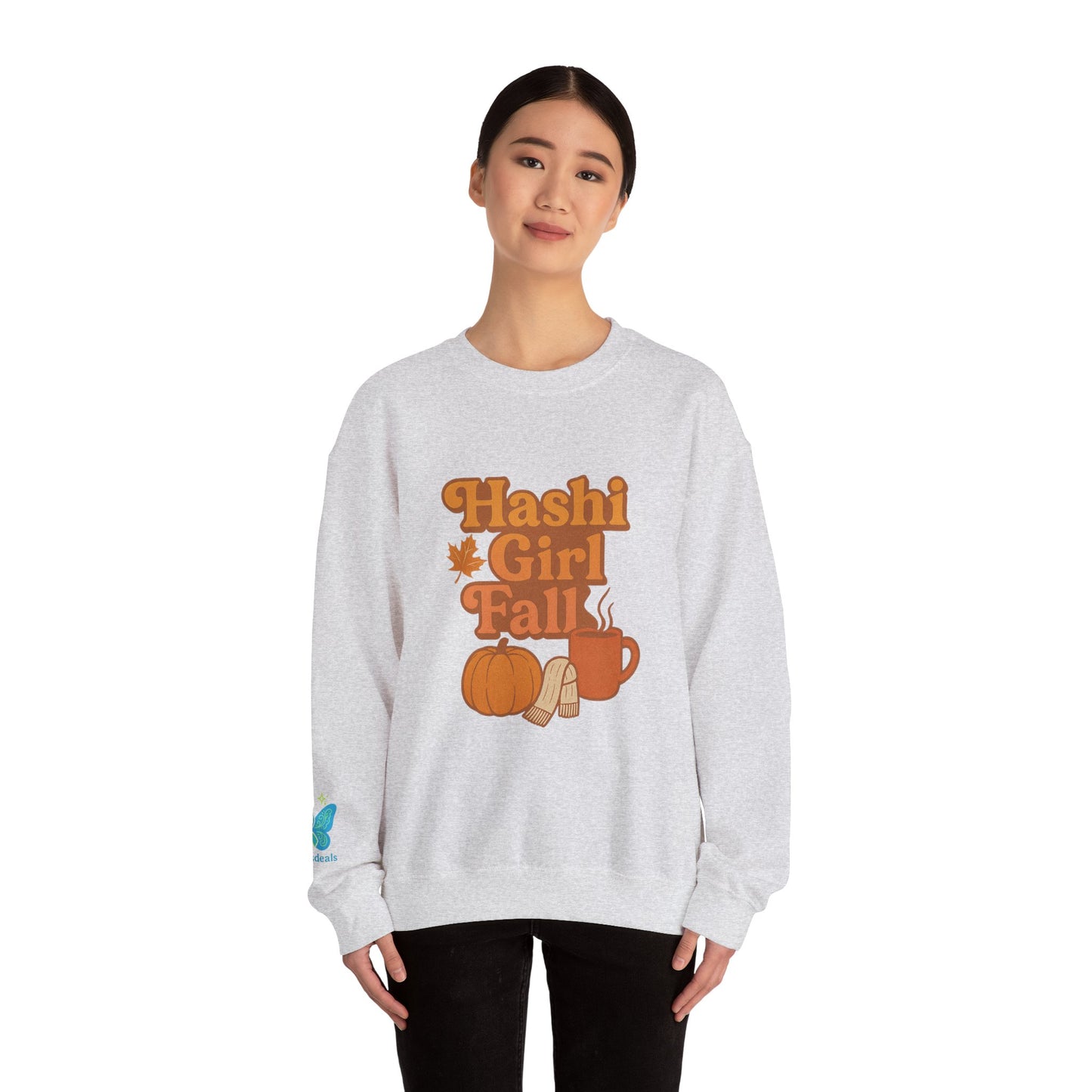 Hashi-girl Fall Crewneck Sweatshirt - Chronic Illness fun; Laugh or cry-I choose laugh! 50/50 cotton-polyester fabric, combining softness with lasting durability. Unisex Heavy Blend™ Crewneck Sweatshirt